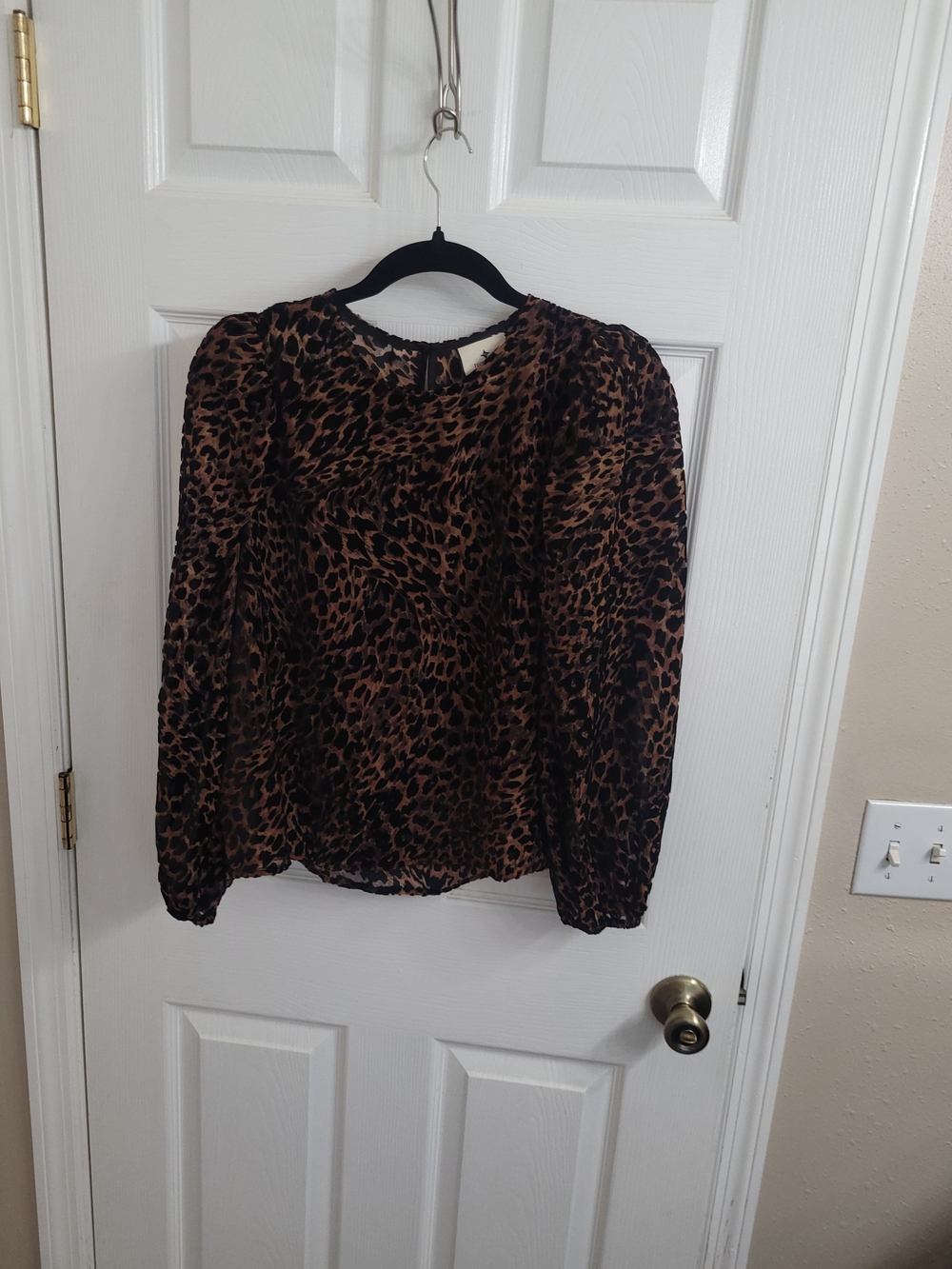 Tuckernuck Brown and Black Leopard-Print Long-Sleeve Blouse